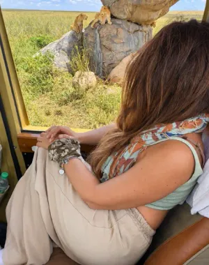 Cuccioli di leone avvistati durante un safari in Africa